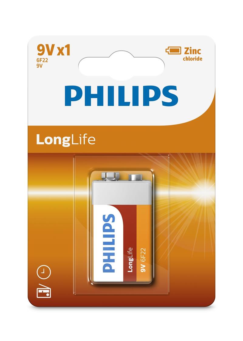 Philips LongLife Batterij 6F22L1B/10