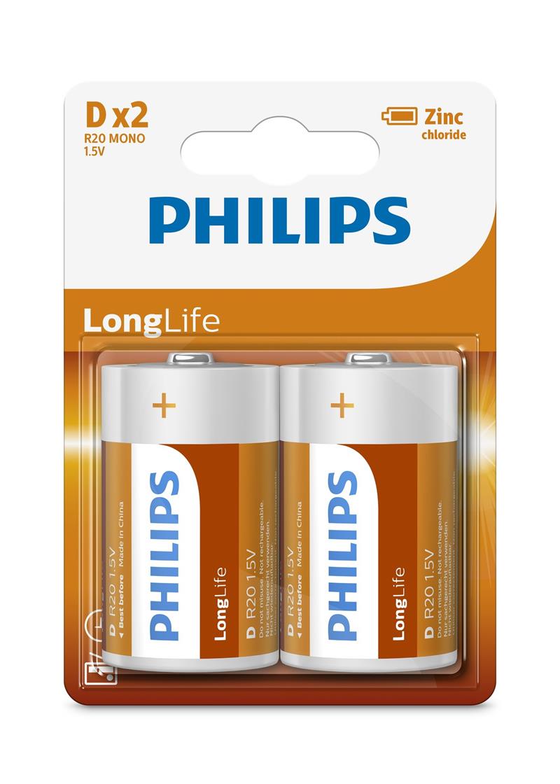 Philips LongLife Batterij R20L2B/10