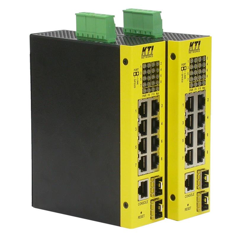 KTI Networks Industriële 10 poorts L2 managed Gigabit switch met 2 SFP en 4 PoE PSE poorten
