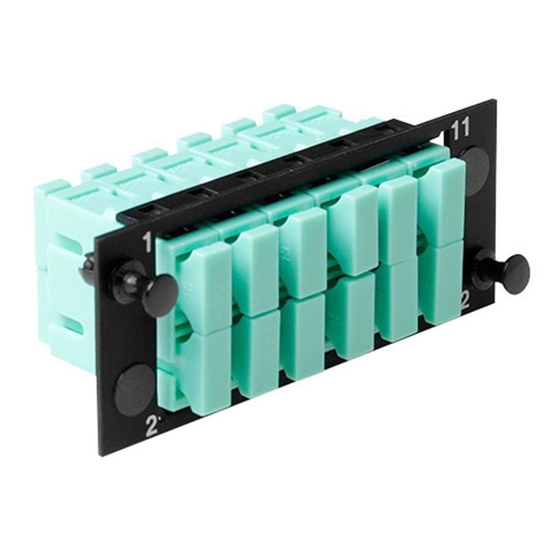 Molex SC Duplex 12 Fiber adapter plaat Multimode OM3 - Aqua