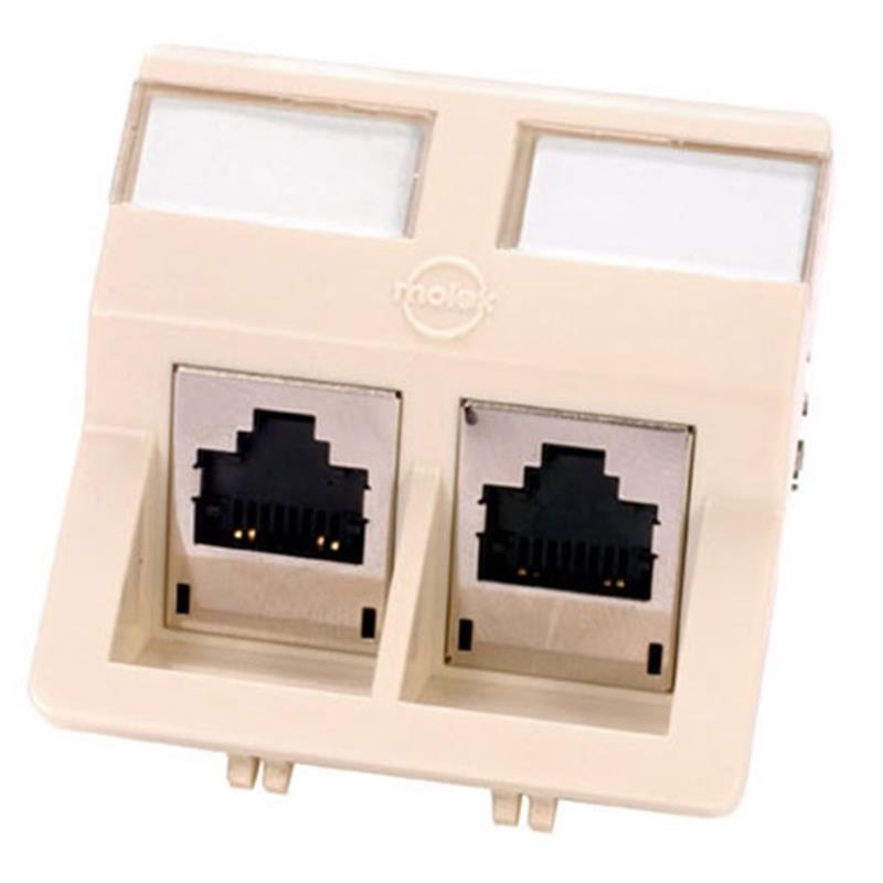 Molex Molex PowerCAT 6 shielded 2 x RJ45 inbouw module beige 50 x 50 mm