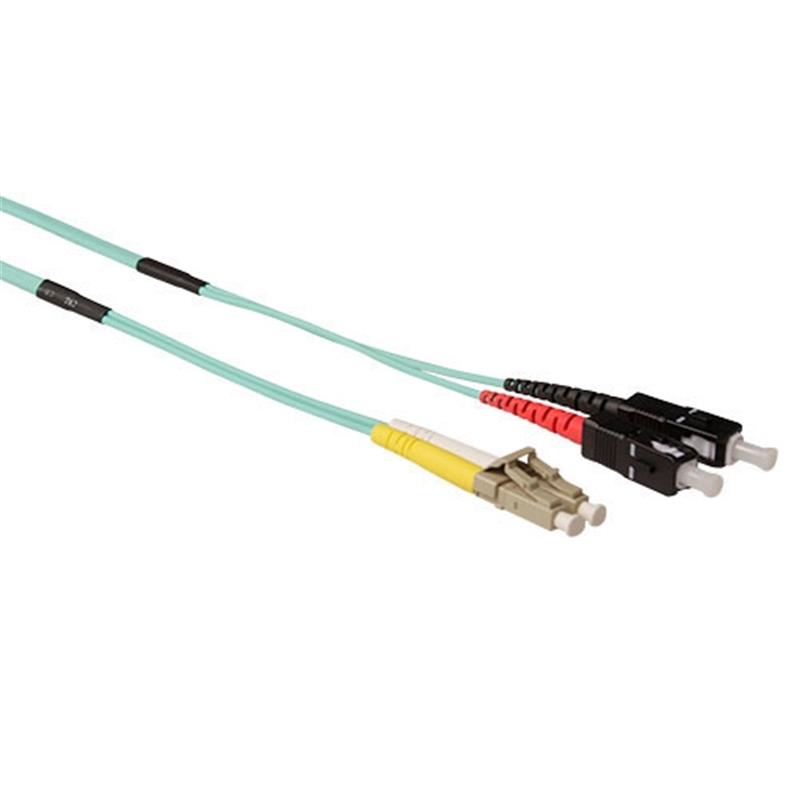 ACT RL5205 Glasvezel kabel 50 m 2x LC 2x SC OM3 Zwart, Blauw, Rood, Wit, Geel