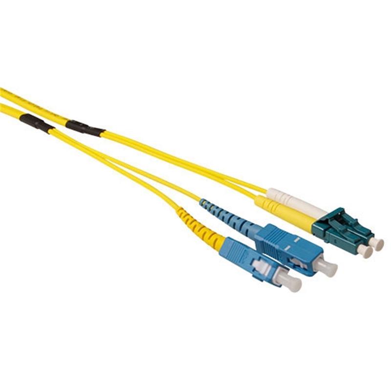 ACT RL5602 Glasvezel kabel 20 m 2x LC 2x SC OS2 Blauw, Geel