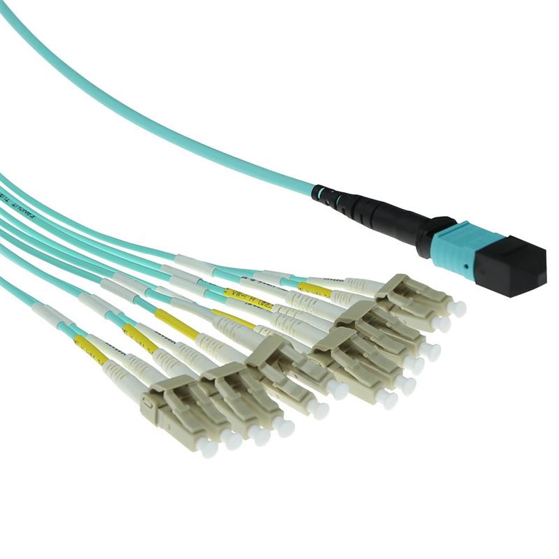 ACT RL7833 Glasvezel kabel 3 m MTP 12x LC OM3 Aqua-kleur