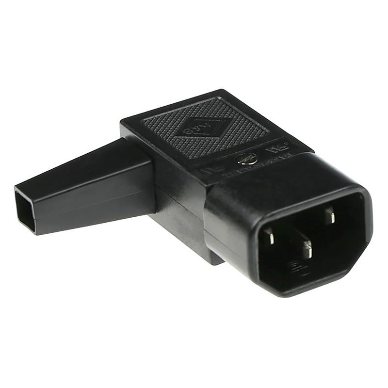 MPE-Garry C14 Power connector male haaks met kabelinvoer links